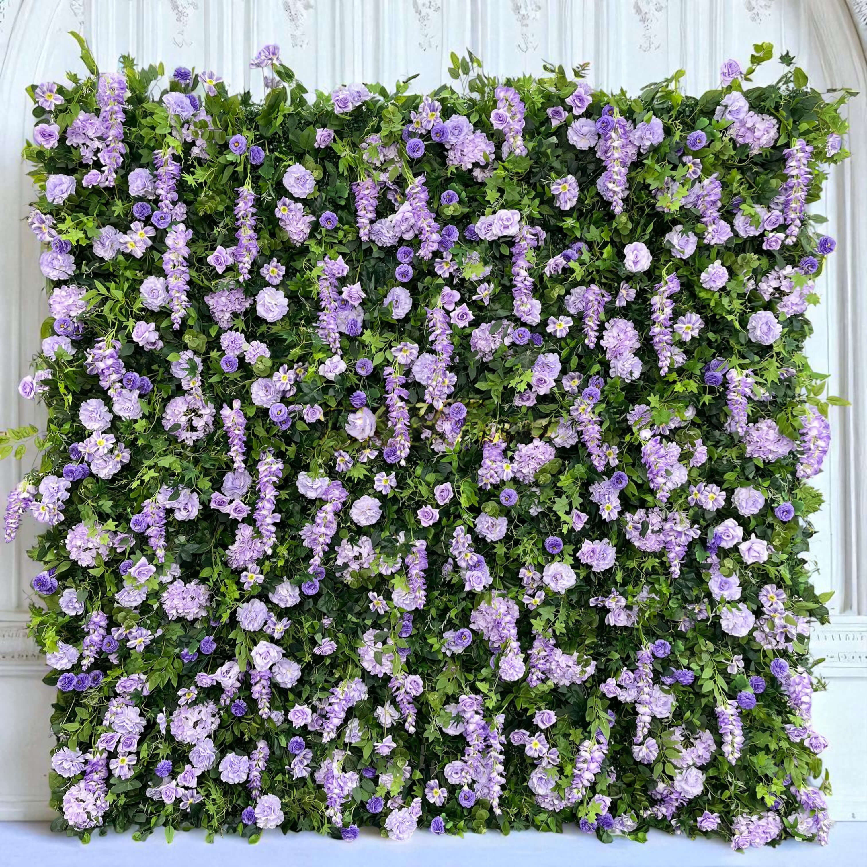 Roseytime 5D Purple Flower Wall Roll Up Fabric Back #RTW329