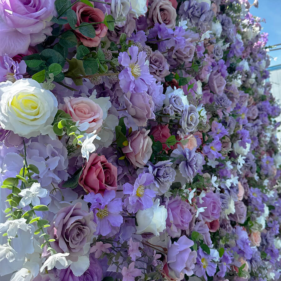 Roseytime 5D Purple Flower Wall Rolling Up Fabric Back #RTW155