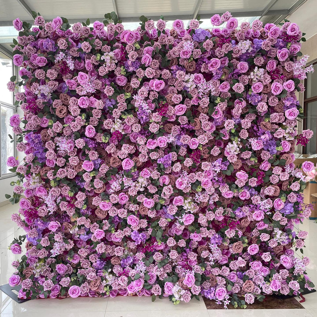 Roseytime 5D Purple Flower Wall Roll Up Fabric Back #RTW097