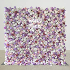 Roseytime 5D Purple&White Flower Wall Roll Up Fabric Back #RTW140