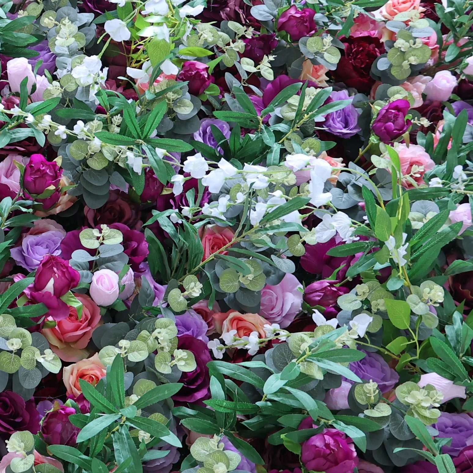 Roseytime 5D Purple Greenery Flower Wall Roll Up Fabric Back #RTW335