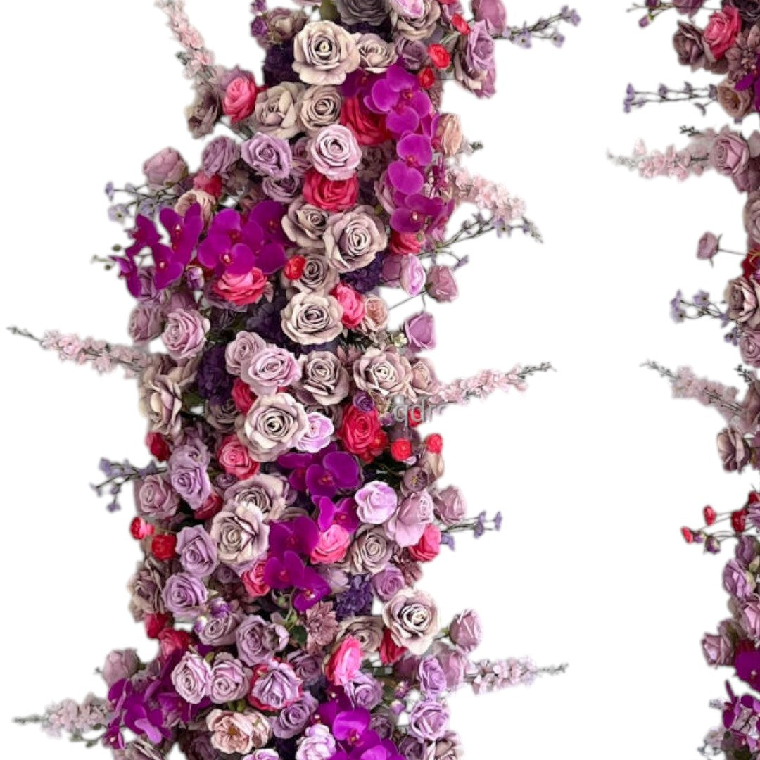 Roseytime Purple Flower Pillars Arch with Frame #RTP107