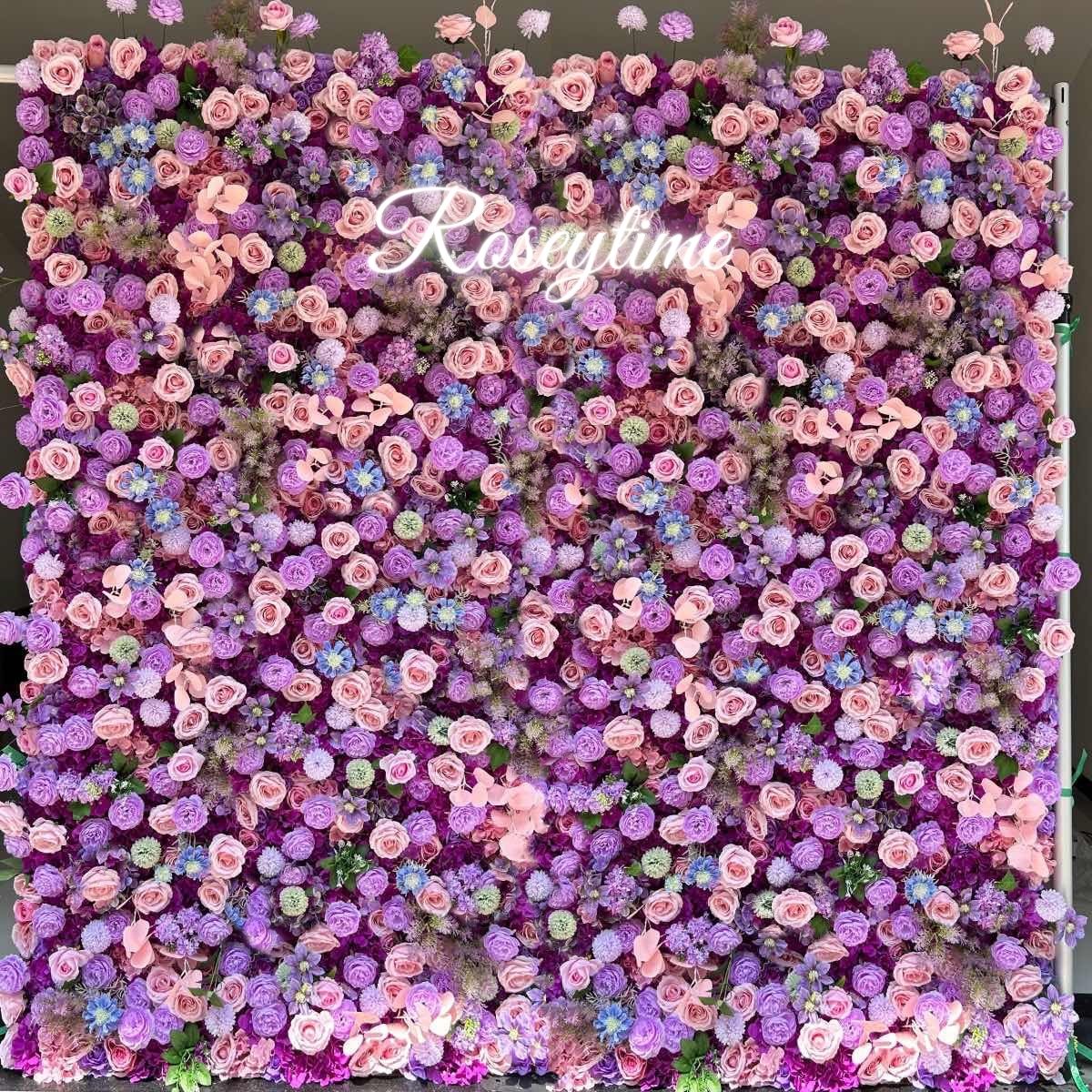 IN STOCK SALE: 3D Purple Flower Wall 8x4 ft Roll Up Fabric Back #RTW160