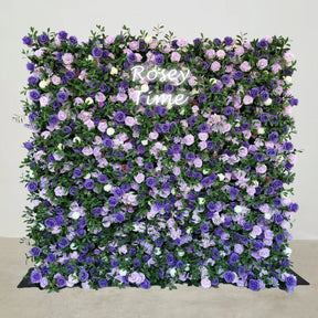 Roseytime 5D Purple Flower Wall Roll Up Fabric Back #RTW194