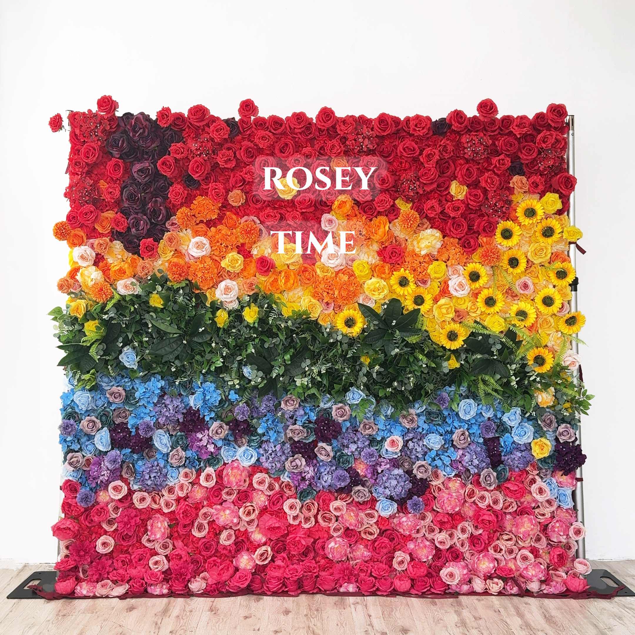 Roseytime 3D Rainbow Flower Wall Roll Up Fabric Back #RTW295