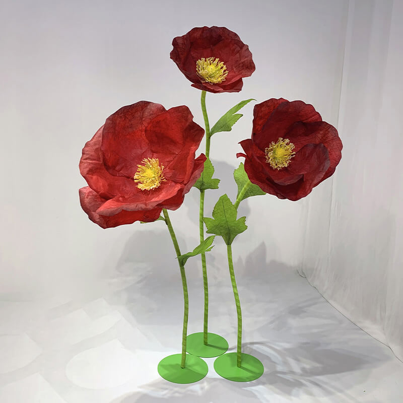 Roseytime Giant Poppy Fowers Set of 3