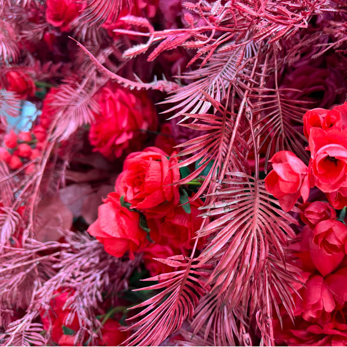 Roseytime 5D Red Pampas Grass Flower Wall Rolling Up Hanging Backdrop