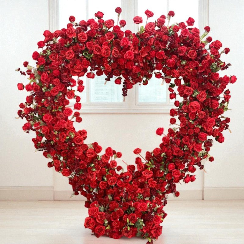 Roseytime Red Heart-shaped Flower Arch Set With Frame