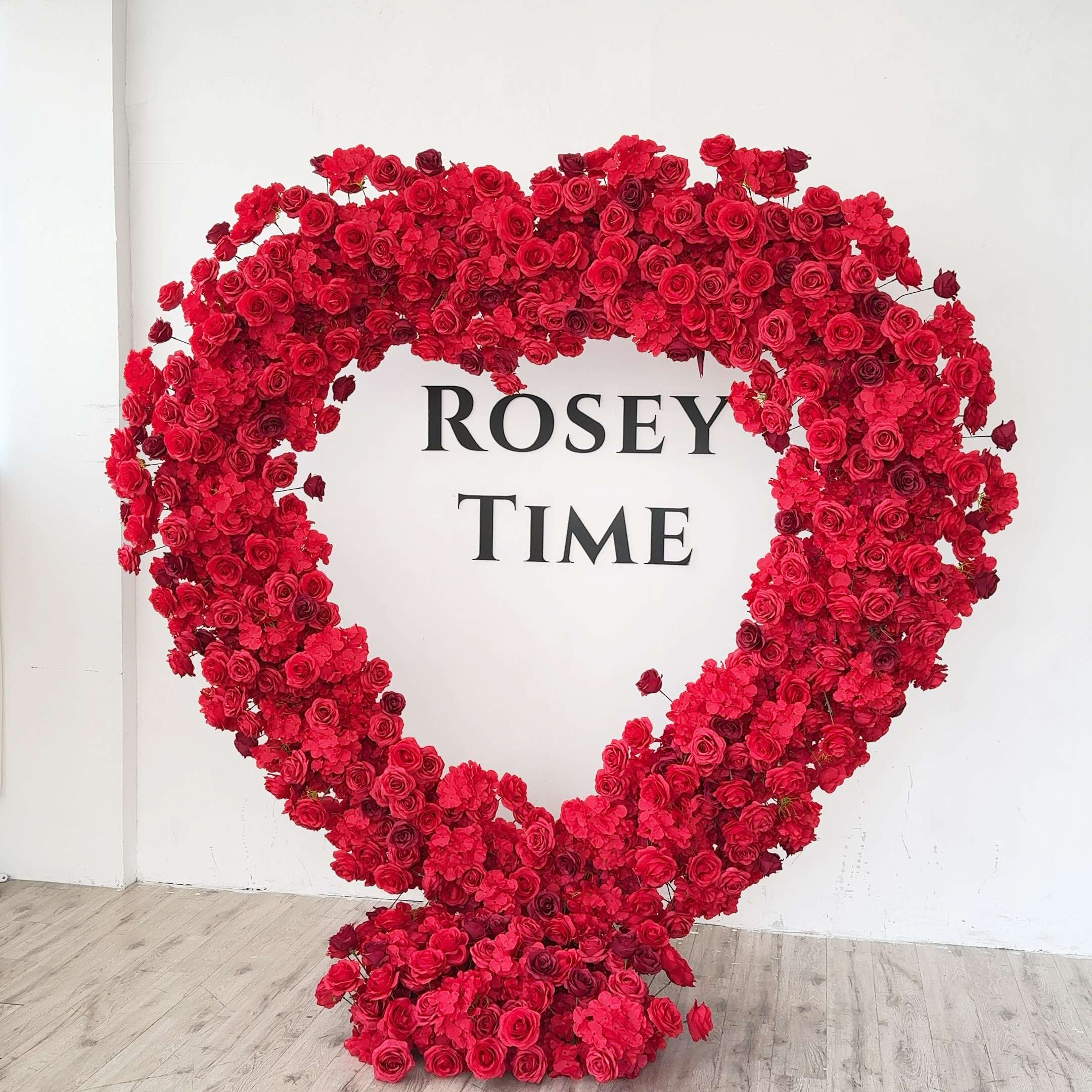 RoseyTime Red Heart Flower Arch Fabric Back With Frame #RTA391