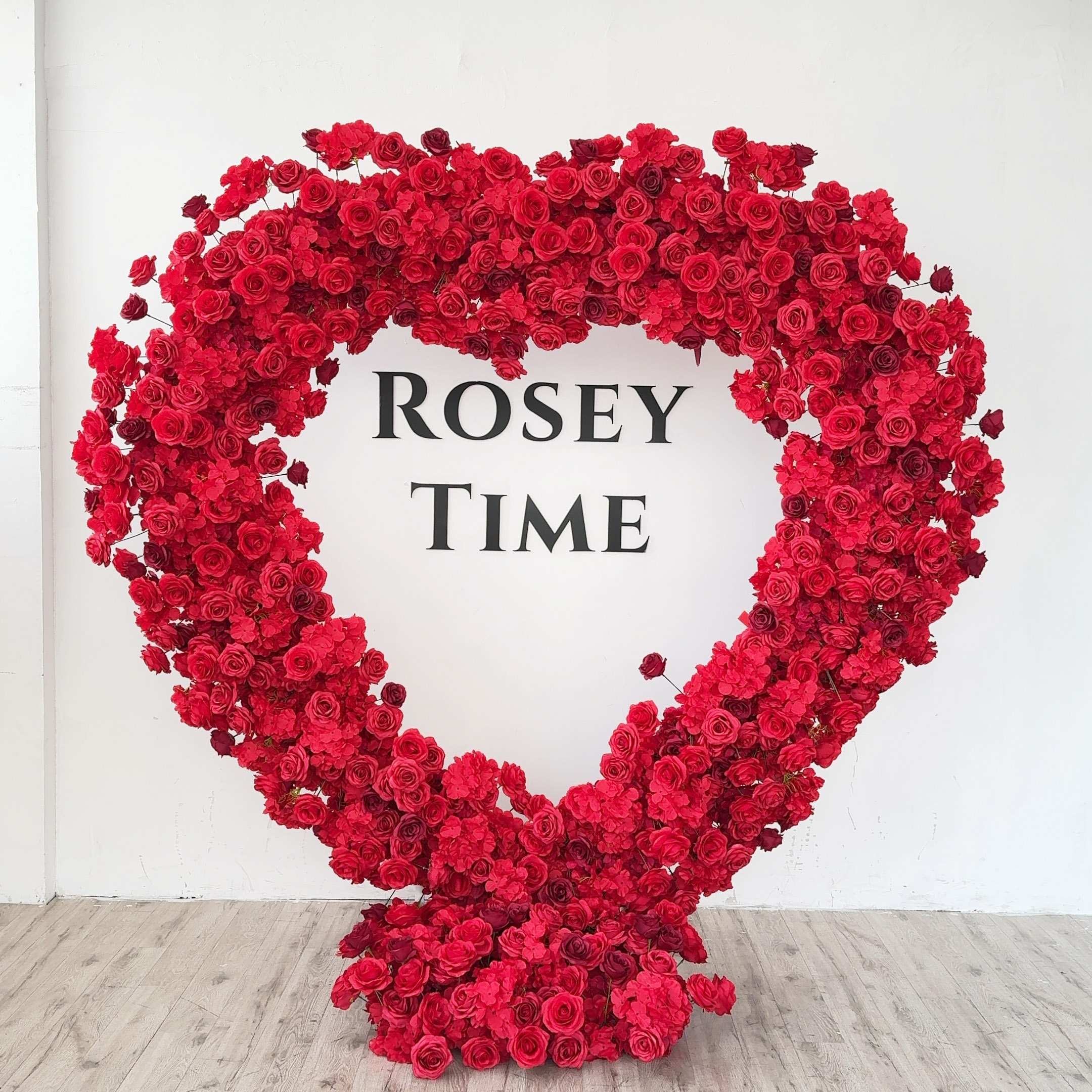 RoseyTime Red Heart Flower Arch Fabric Back With Frame #RTA391