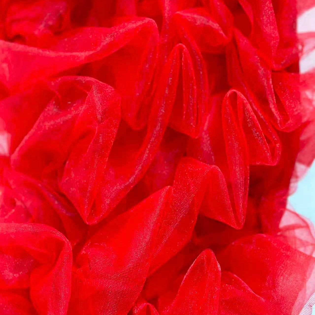 Roseytime Red Tulle Wall Roll Up Fabric Back #RTW375