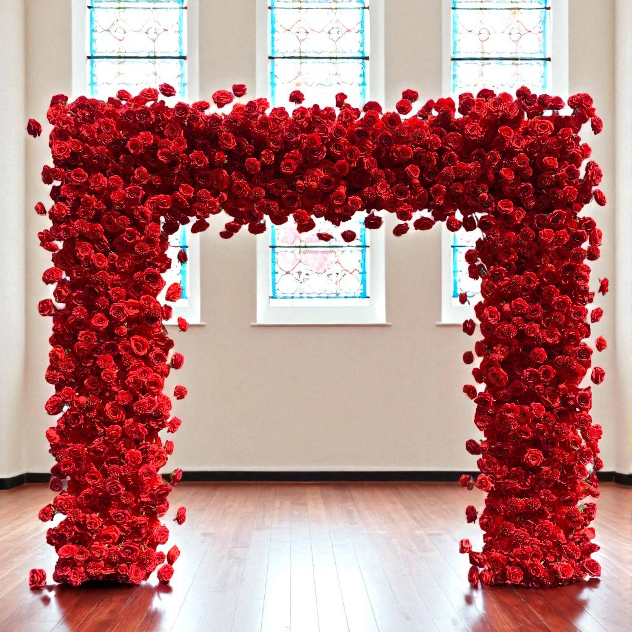 Roseytime Red Square Flower Arch Fabric Back#RTA362