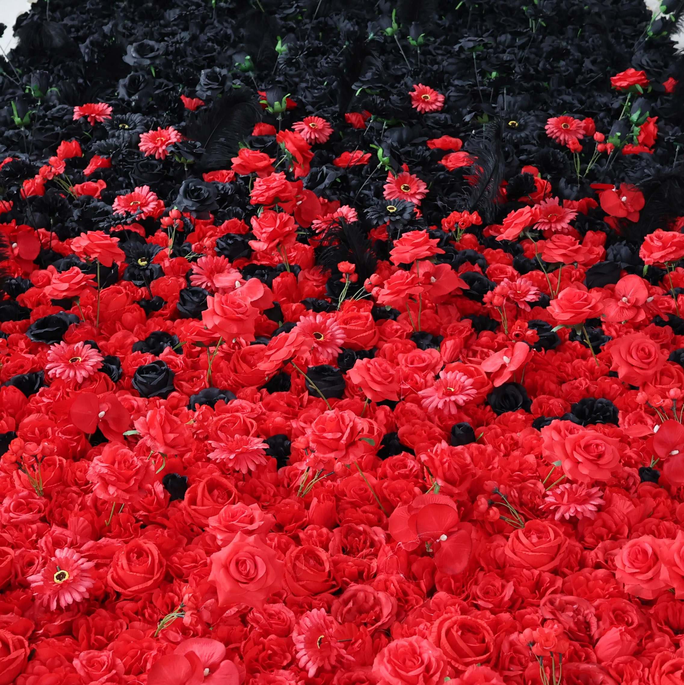 Roseytime 3D Red&Black Flower Wall Roll Up Fabric Back #RTW336