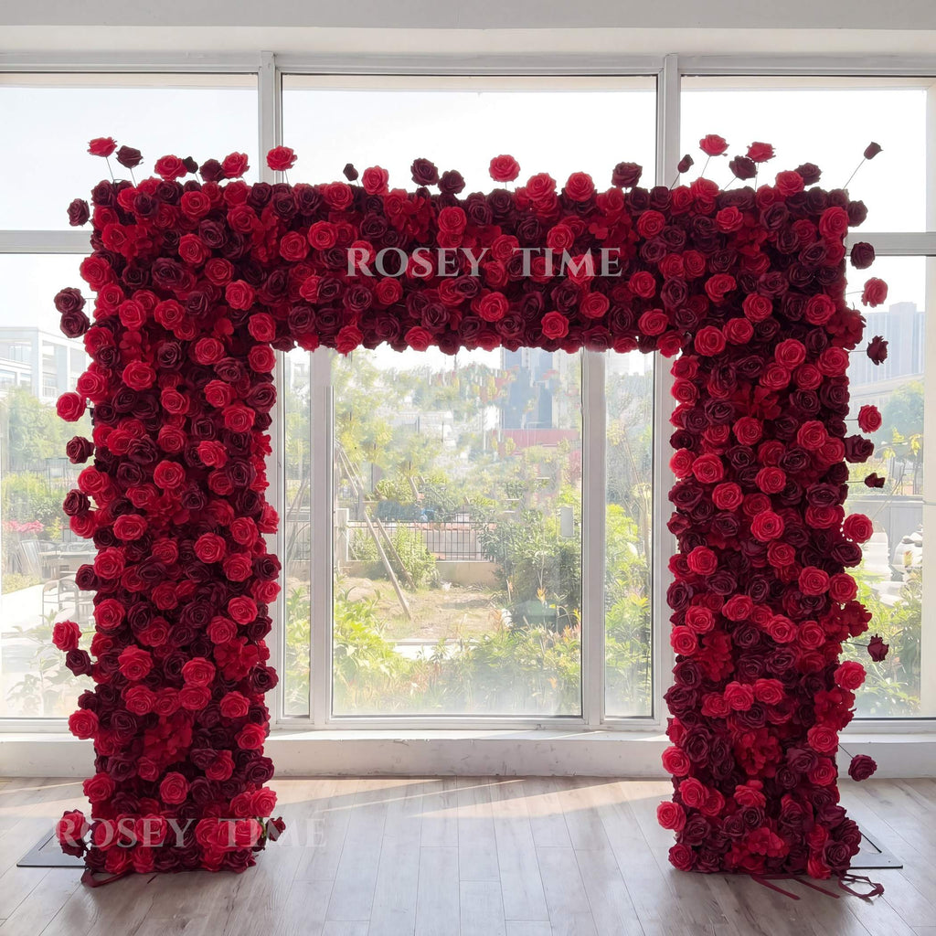 Roseytime Red Roses Square Flower Arch Fabric Back#RTA470