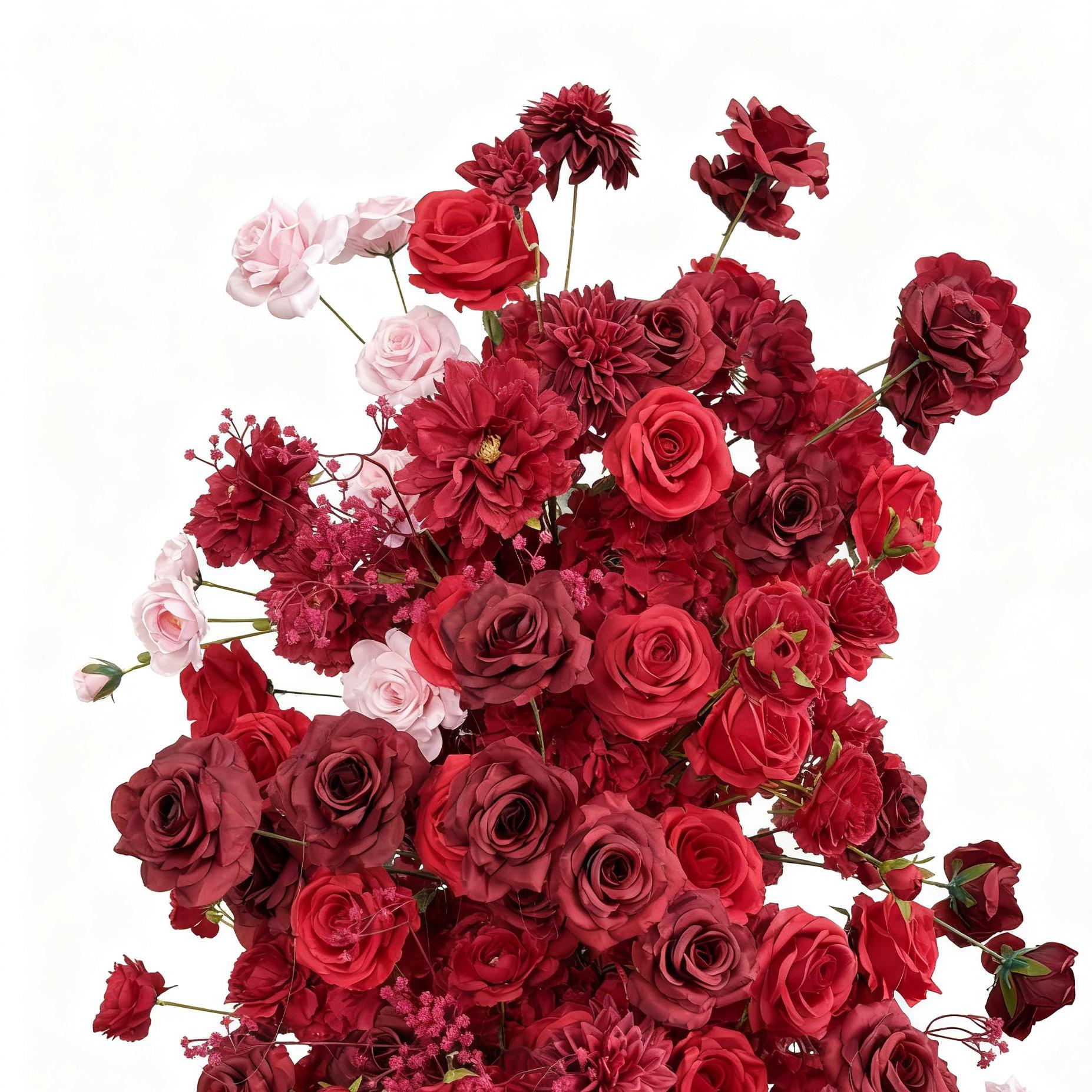 Roseytime Red Flower Pillars Arch with Frame #RTP116