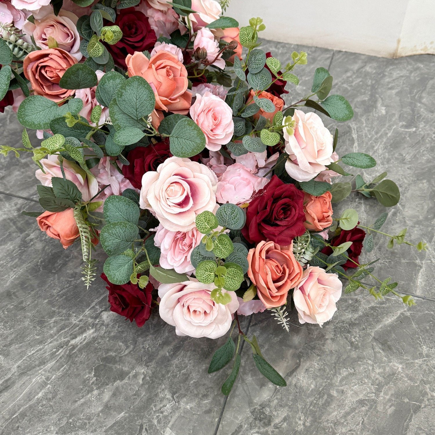 Roseytime Red&Pink Flower Runner Table Flower Decor#RTR094