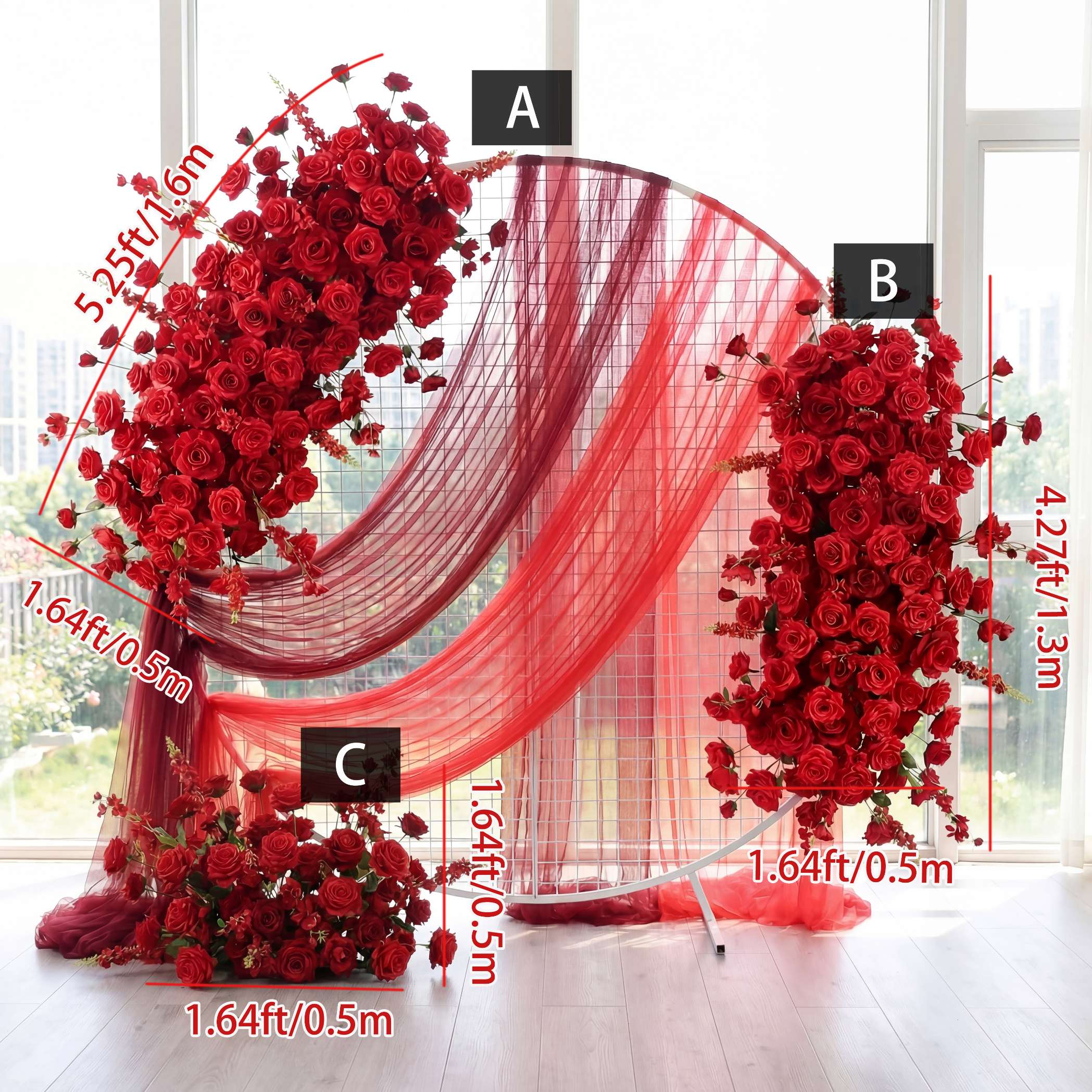 Roseytime Red Flower Set Flower Arch Arrangement #RTA444