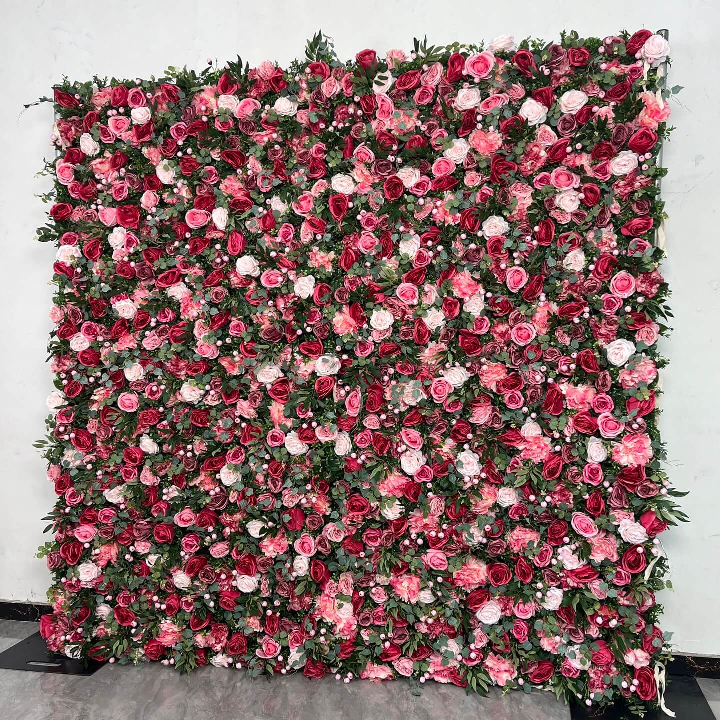 Roseytime 3D Red Flower Wall Roll Up Fabric Back #RTW005