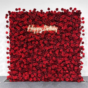 Roseytime 5D Red Roses Flower Wall Roll Up Fabric Back #RTW150