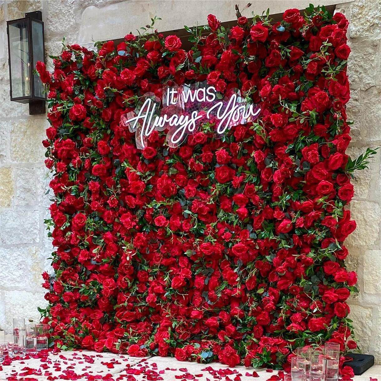 Roseytime 5D Red Flower Wall Roll Up Fabric Back #RTW104