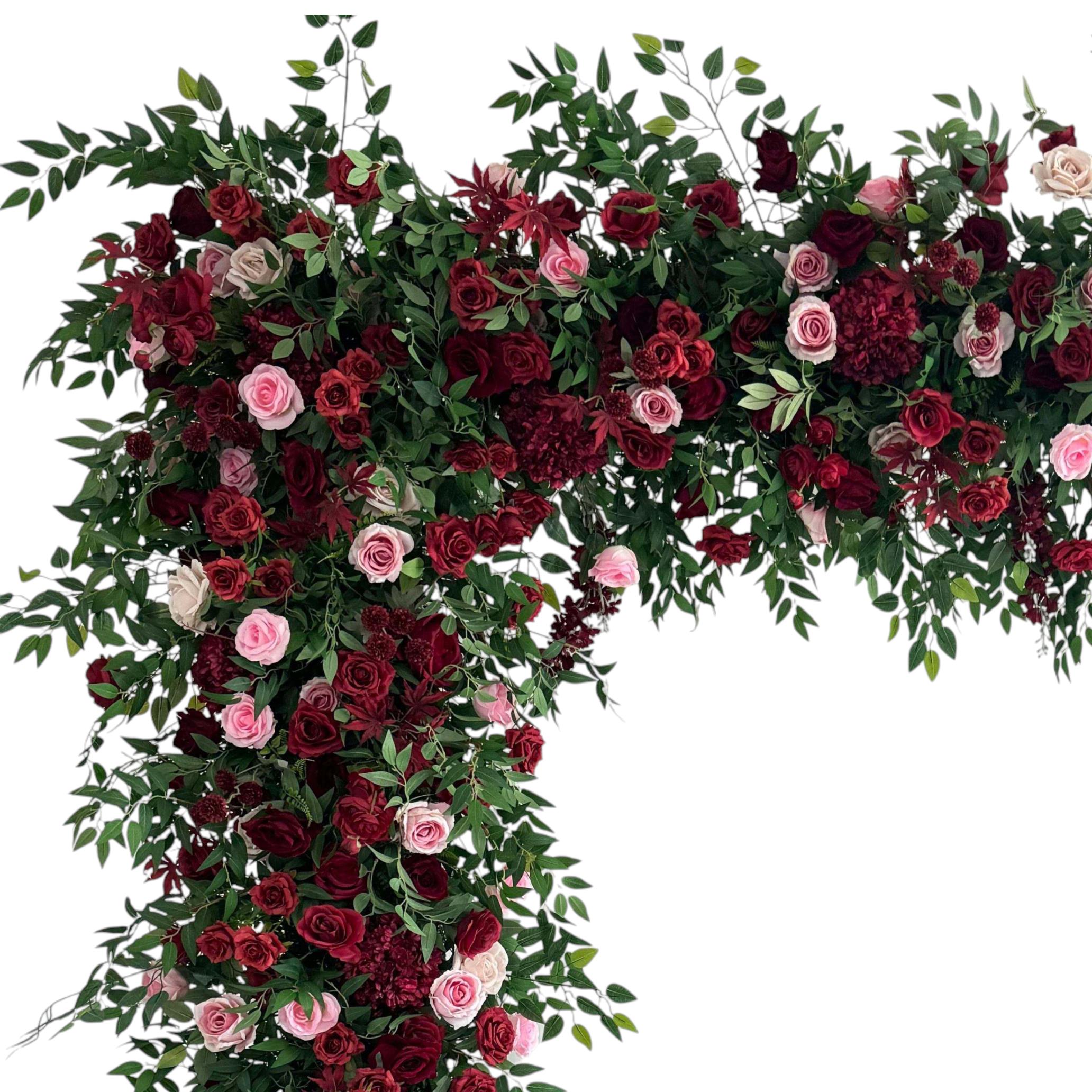Roseytime Red&Pink Square Flower Arch Fabric Back#RTA360