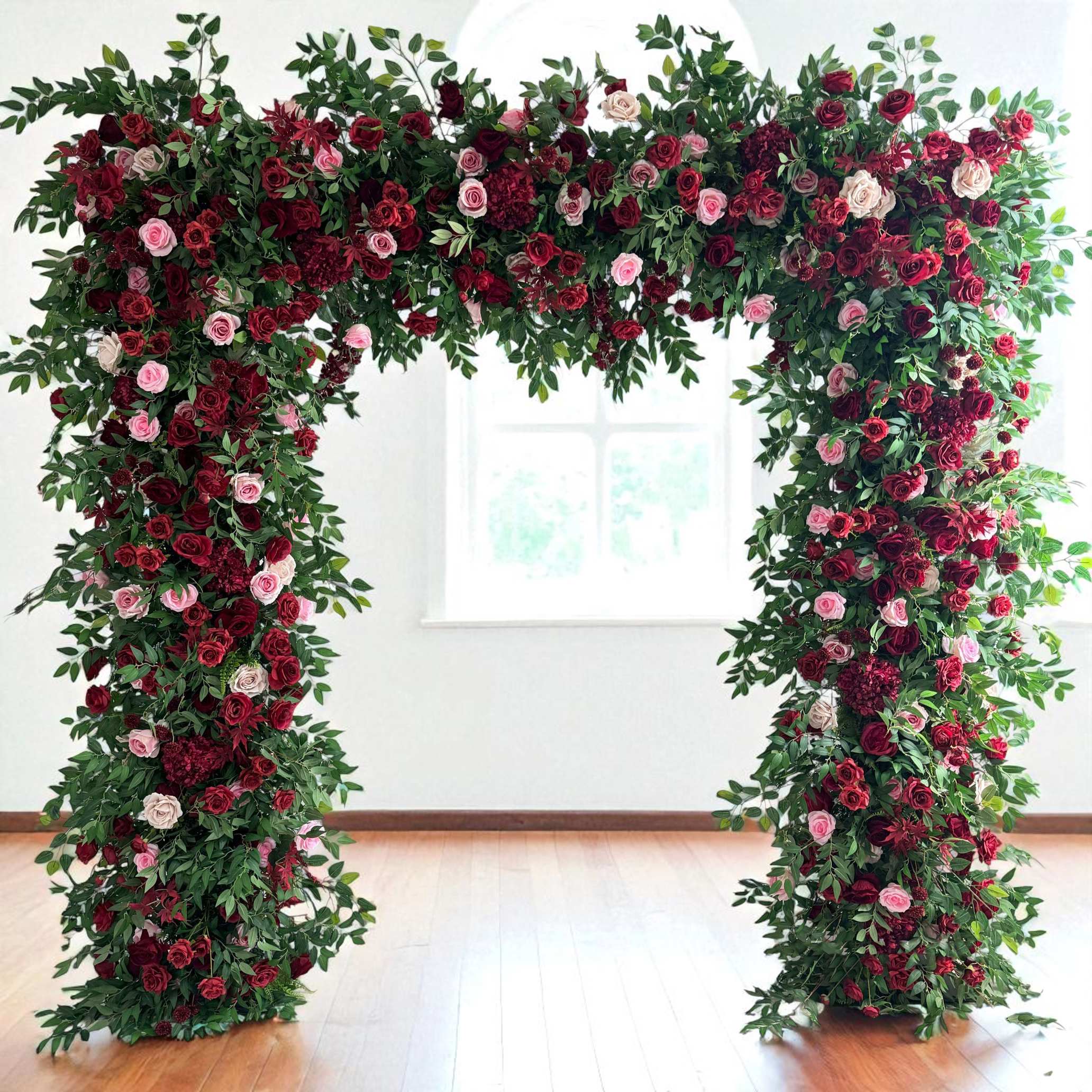 Roseytime Red&Pink Square Flower Arch Fabric Back#RTA360