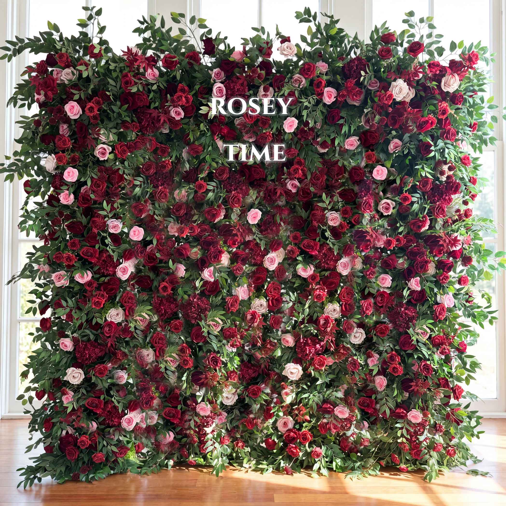 Roseytime 5D Red&Pink Flower Wall Roll Up Fabric Back #RTW020