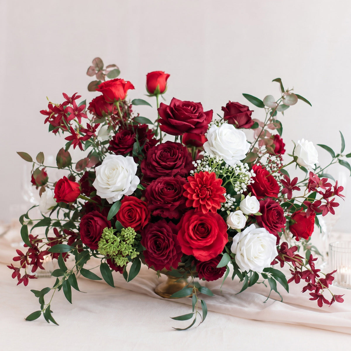 Roseytime Velvet Red Table Flower Arrangement #RTT050