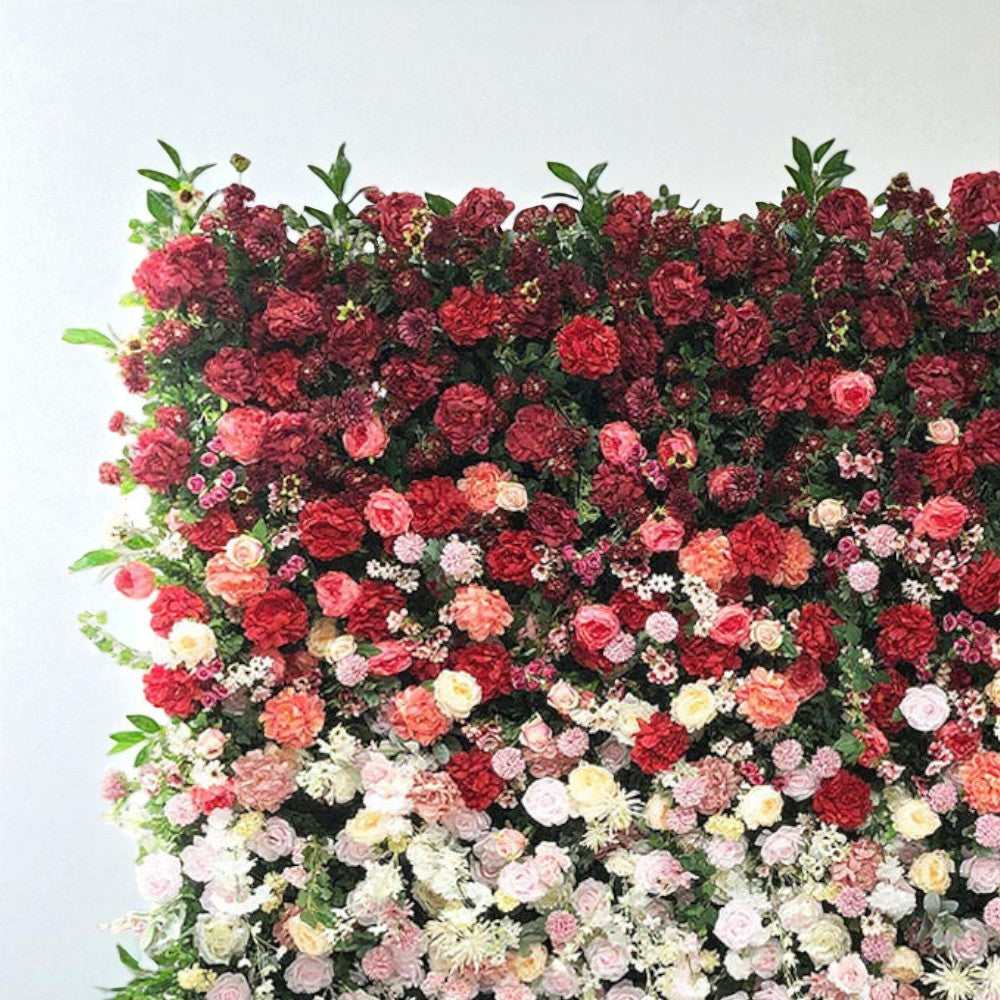 Roseytime 5D Red Gradient Flower Wall Roll Up Fabric Back #RTW351