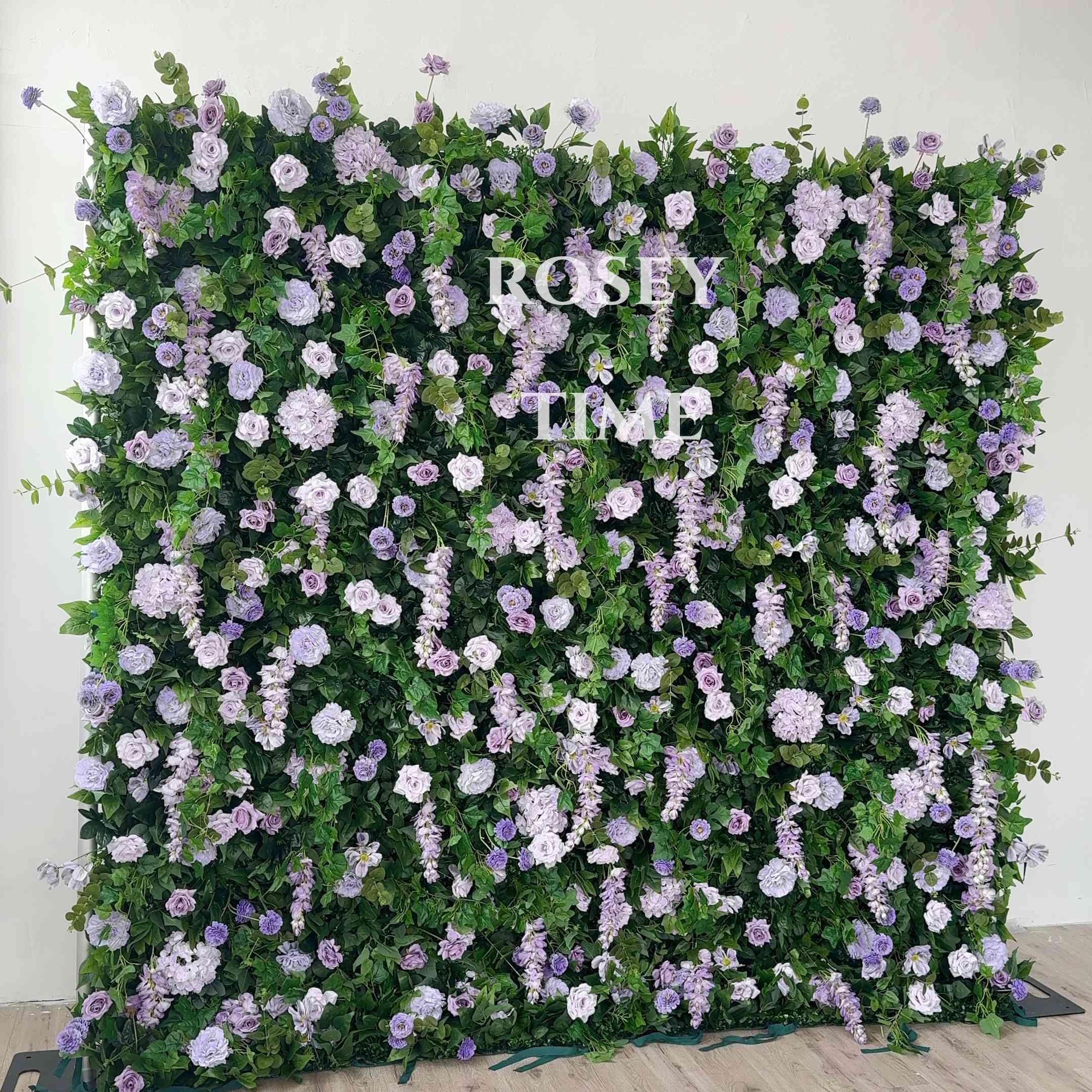 Roseytime 5D Purple Flower Wall Roll Up Fabric Back #RTW329