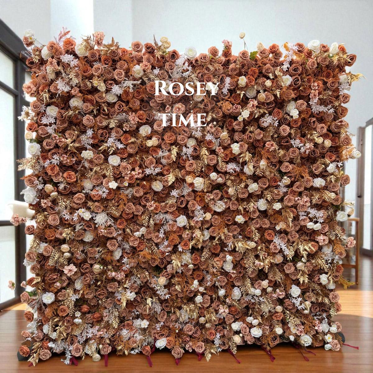 Roseytime 5D Brown Flower Wall Roll Up Fabric Back #RTW365