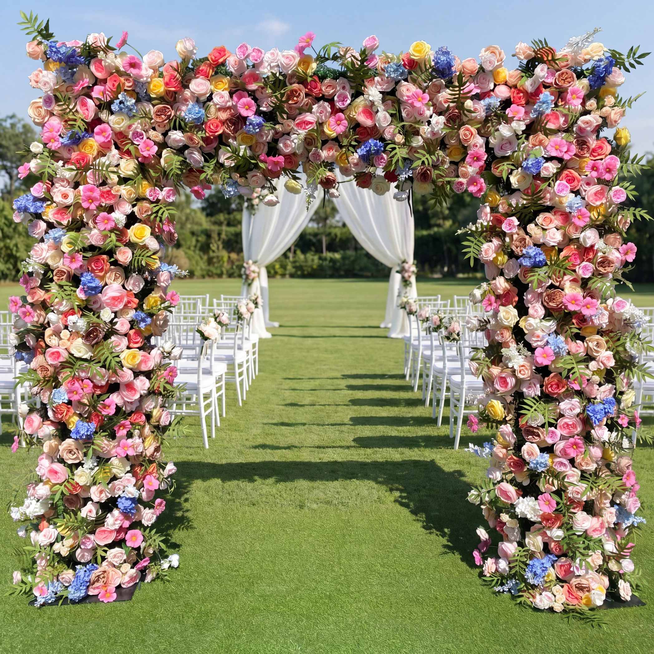 Roseytime Colorful Square Flower Arch Fabric Back Roll Up #RTA032