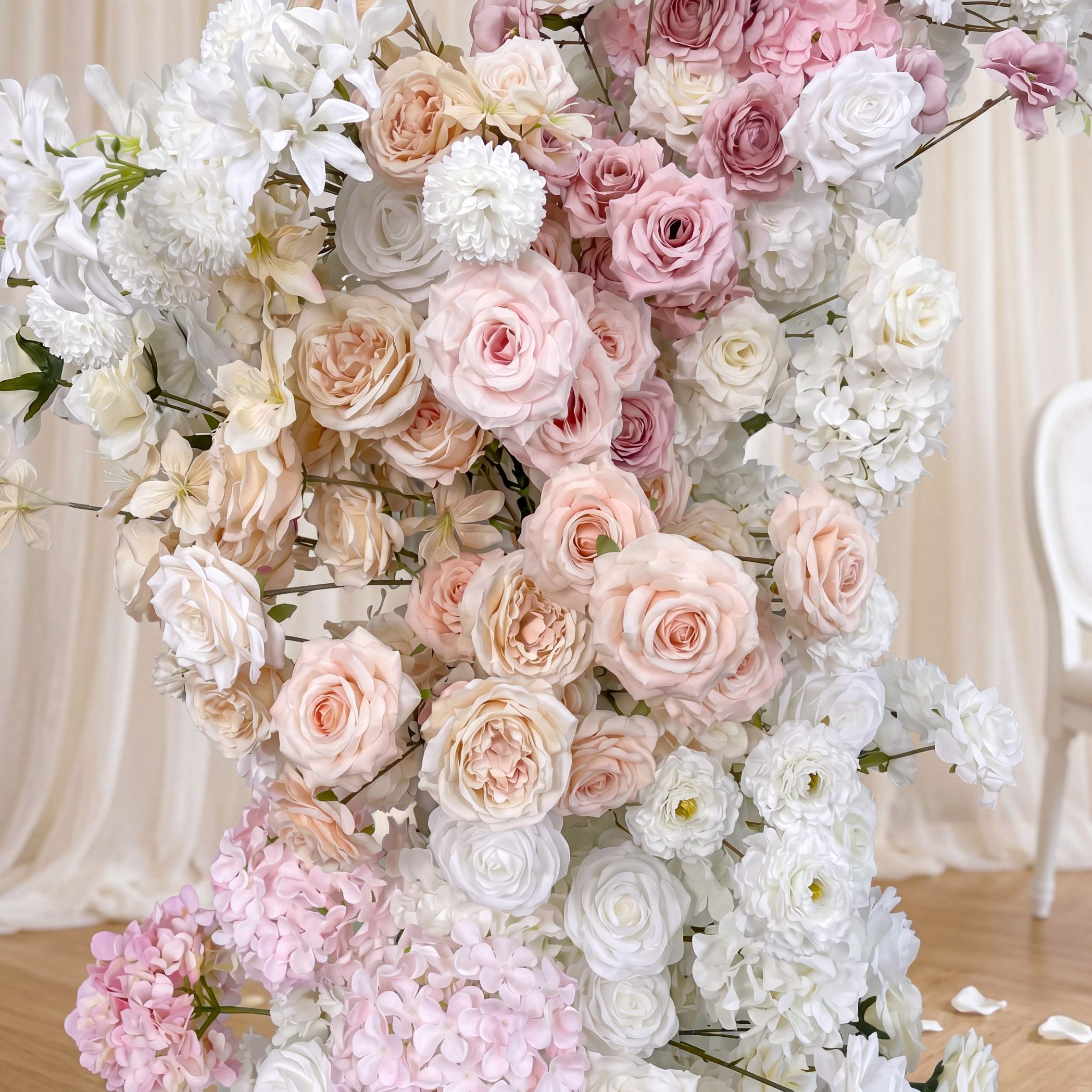RoseyTime White&Pink Flower Round Arch With Frame #RTA069