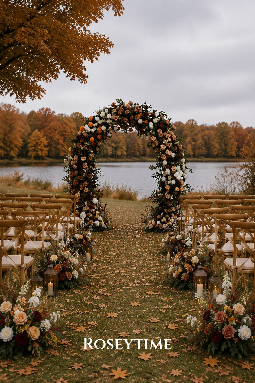 RoseyTime Bordeaux Harvest Flower Arch n-shape Round Arch #RTA133