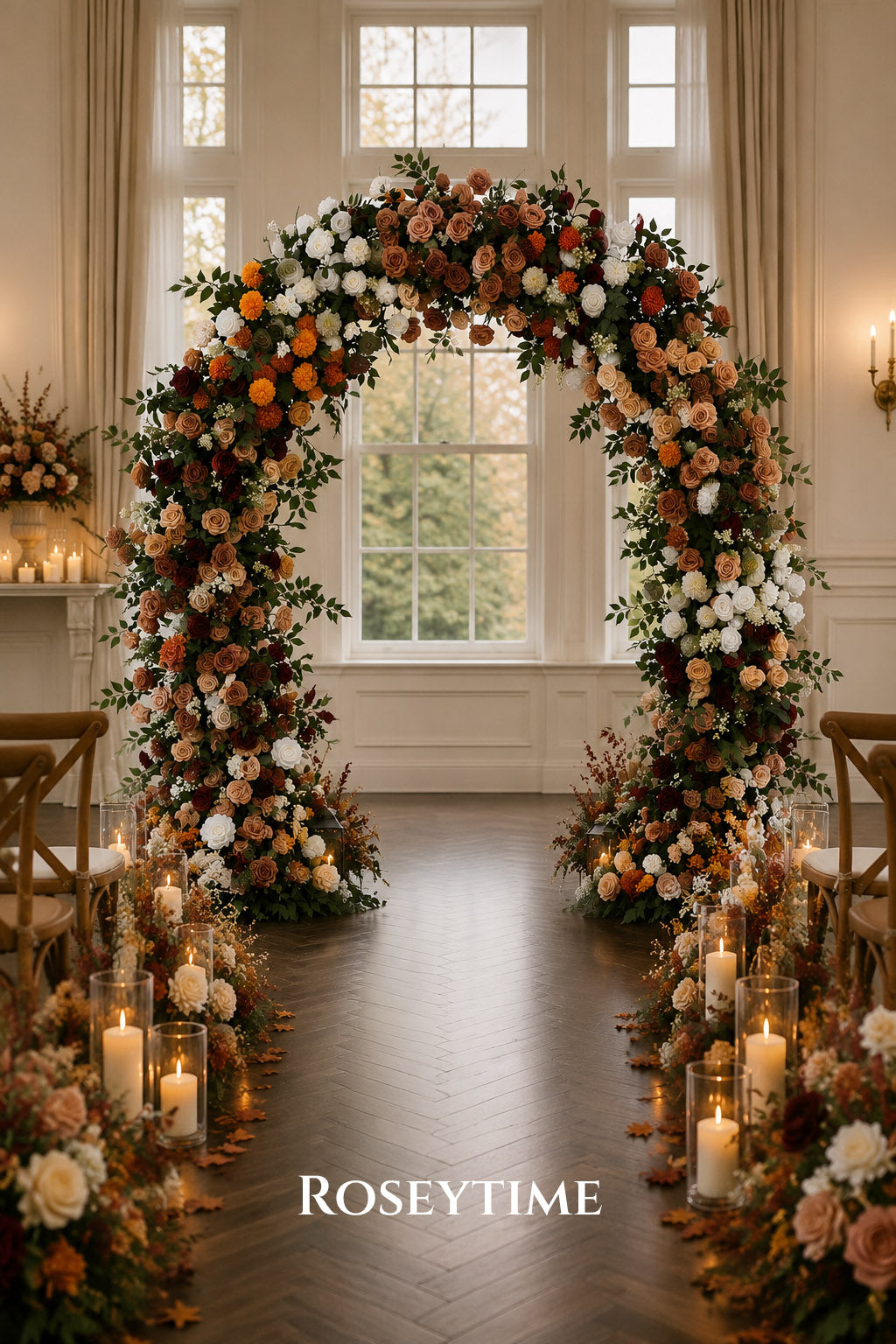 RoseyTime Bordeaux Harvest Flower Arch n-shape Round Arch #RTA133