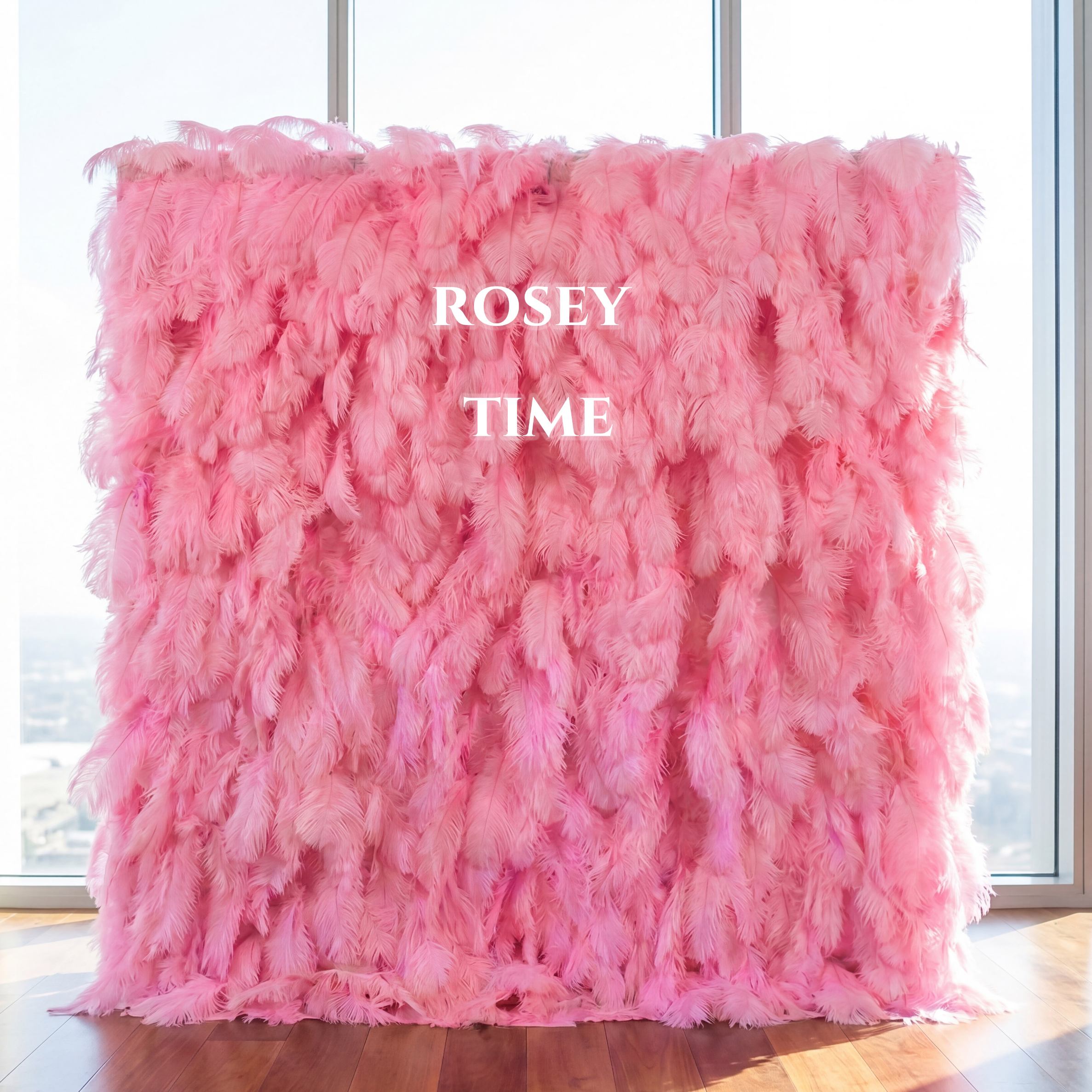Roseytime 5D Pink Feather Wall Roll Up Fabric Back #RTW139