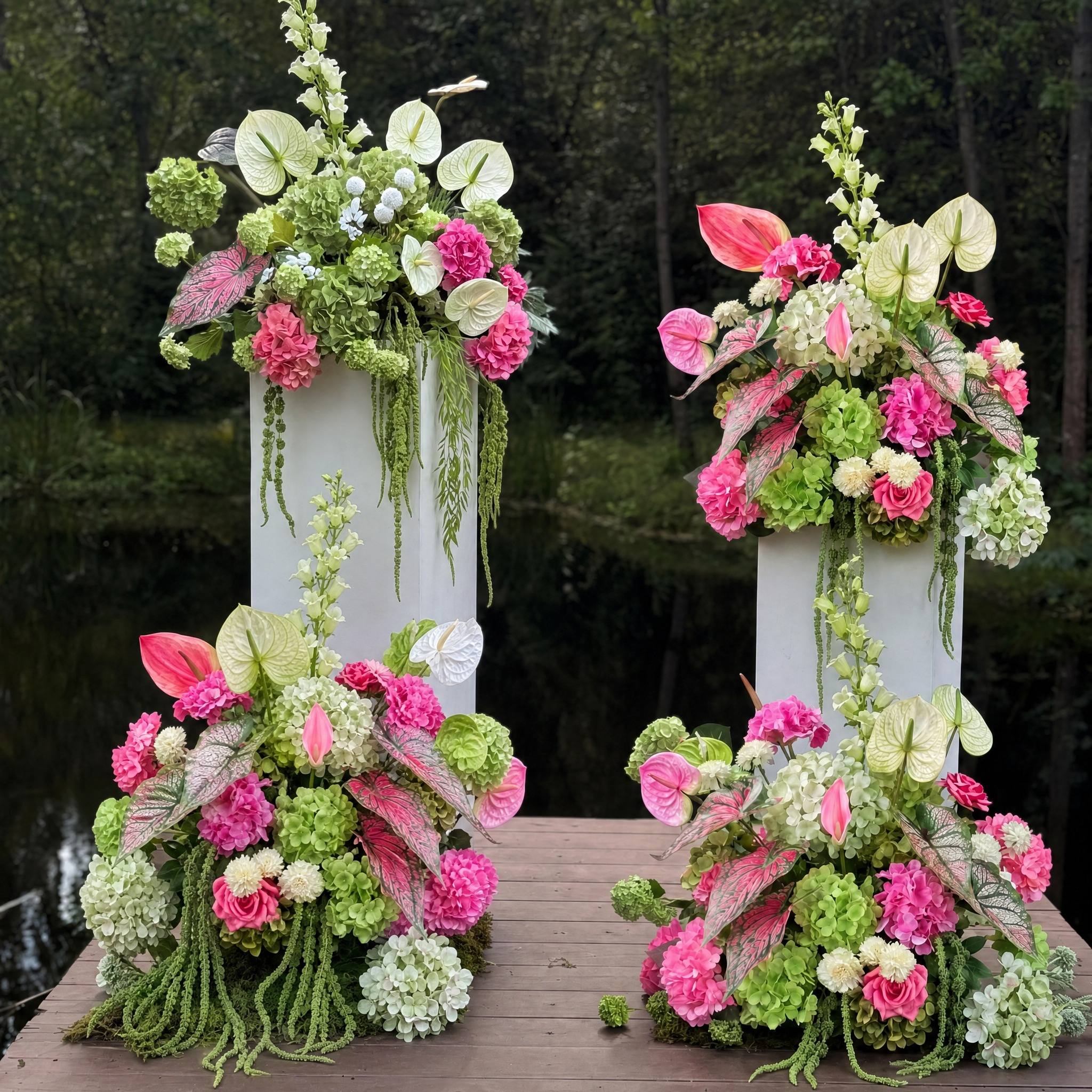 Roseytime Lychee Garden Floor Flower Wedding Aisle Arrangement #RTF028