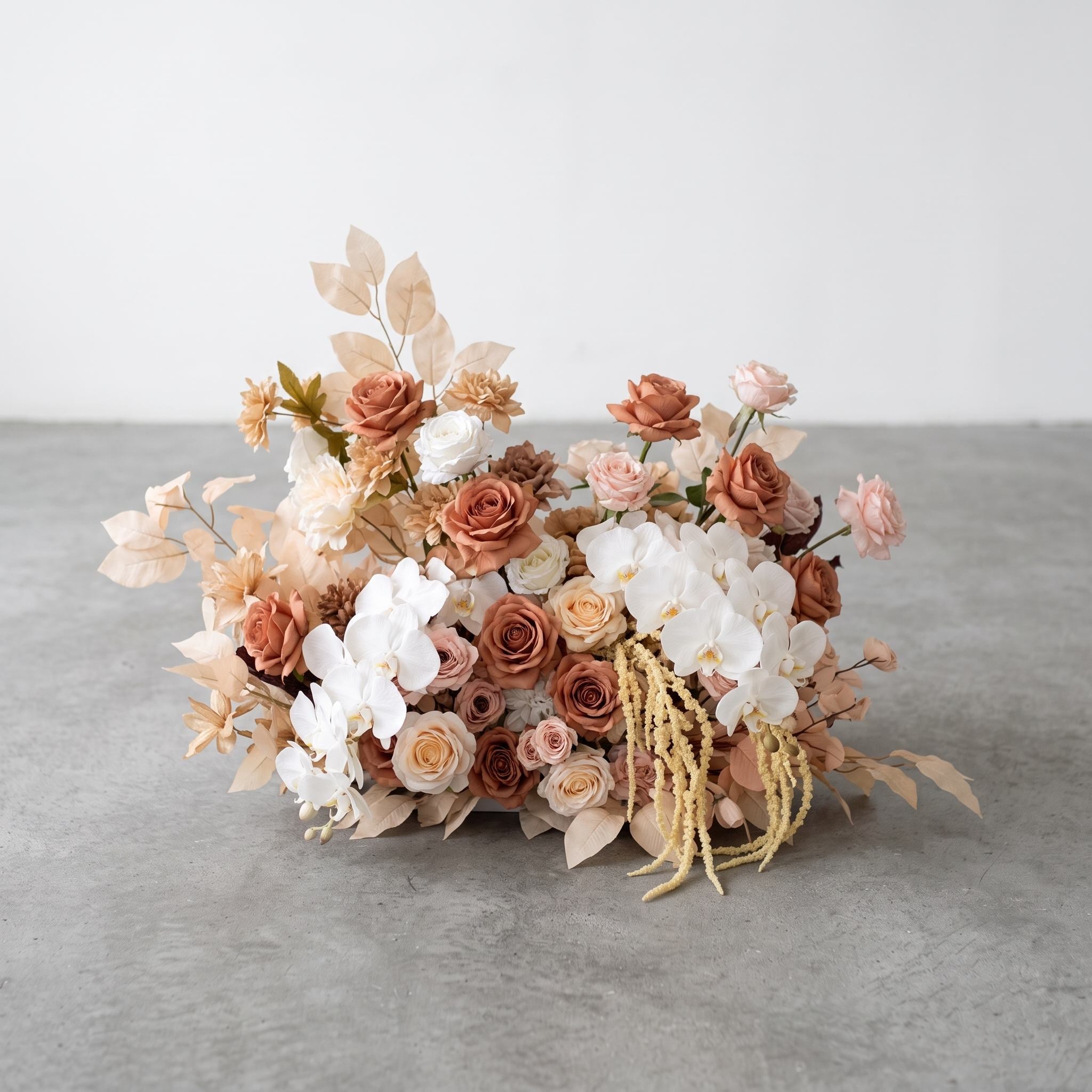 Roseytime Mocha Cedar Floor Flower Wedding Aisle Arrangement #RTF039
