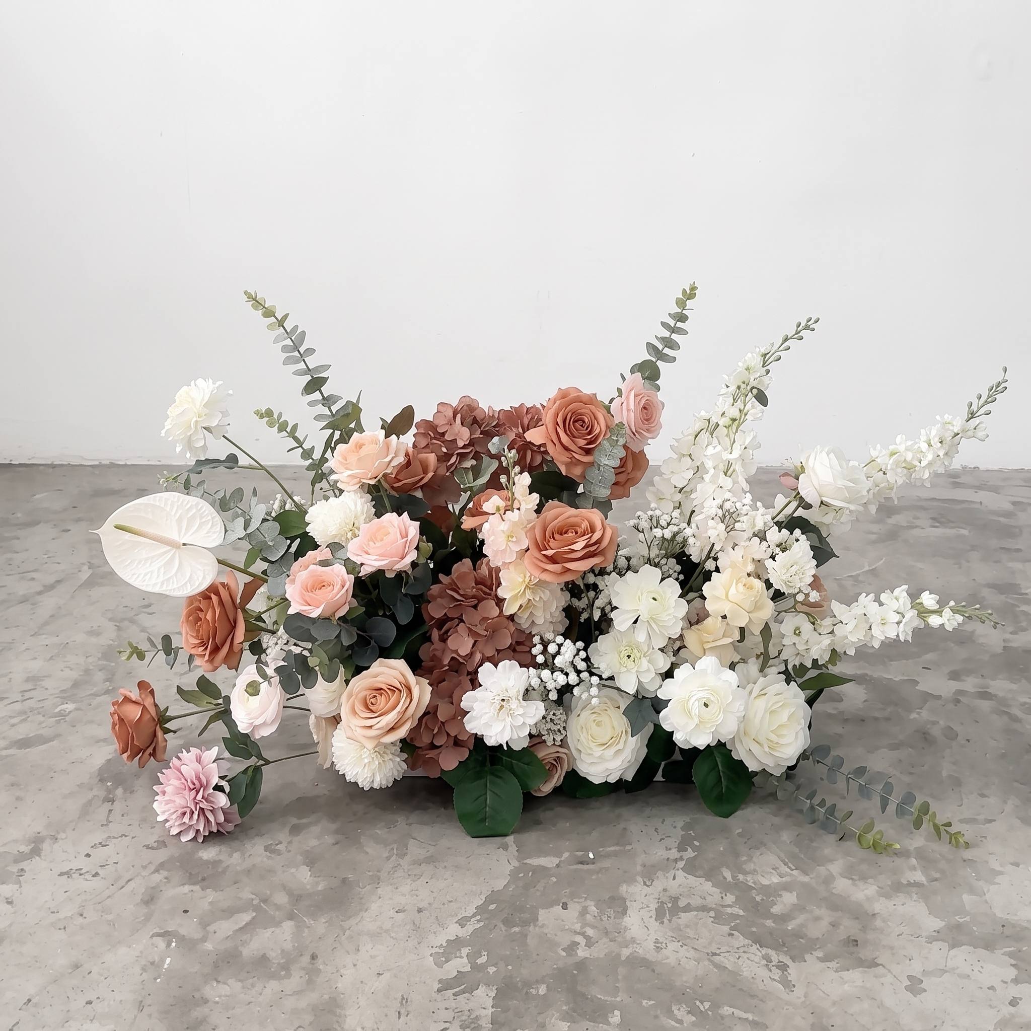 Roseytime Cinnamon Lace Floor Flower Wedding Aisle Arrangement #RTF040