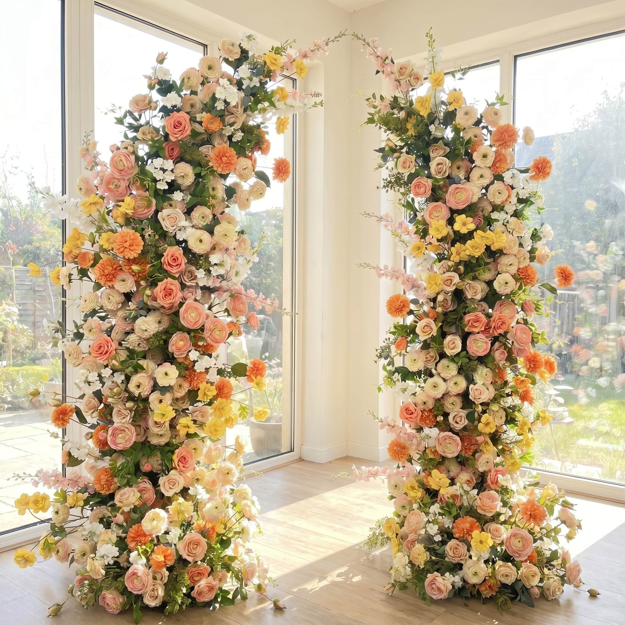 Roseytime Spring Radiance Flower Pillars Arch with Frame #RTP023