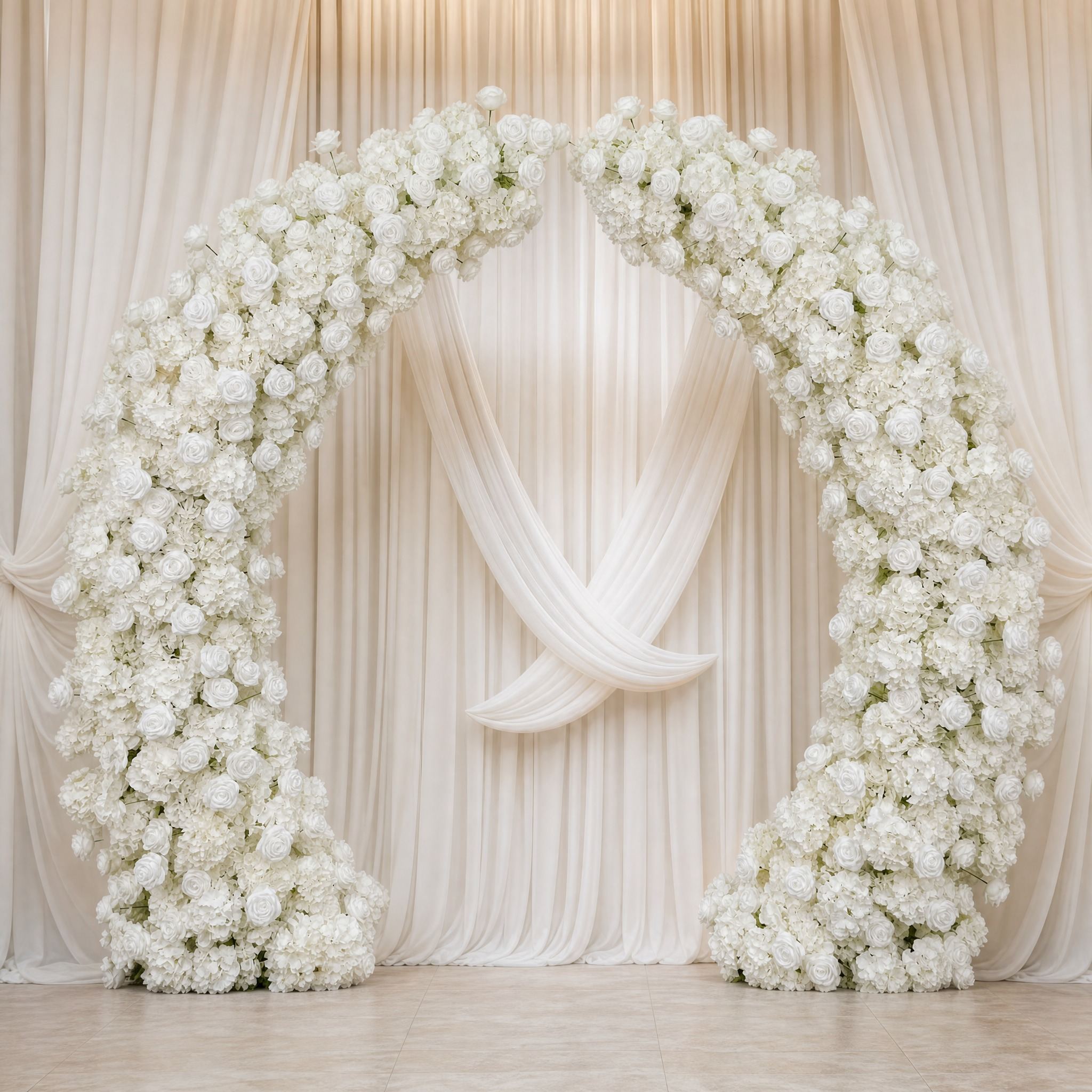 Roseytime Floral Pillars Arch White Rose Flowers with Frame #RTP030