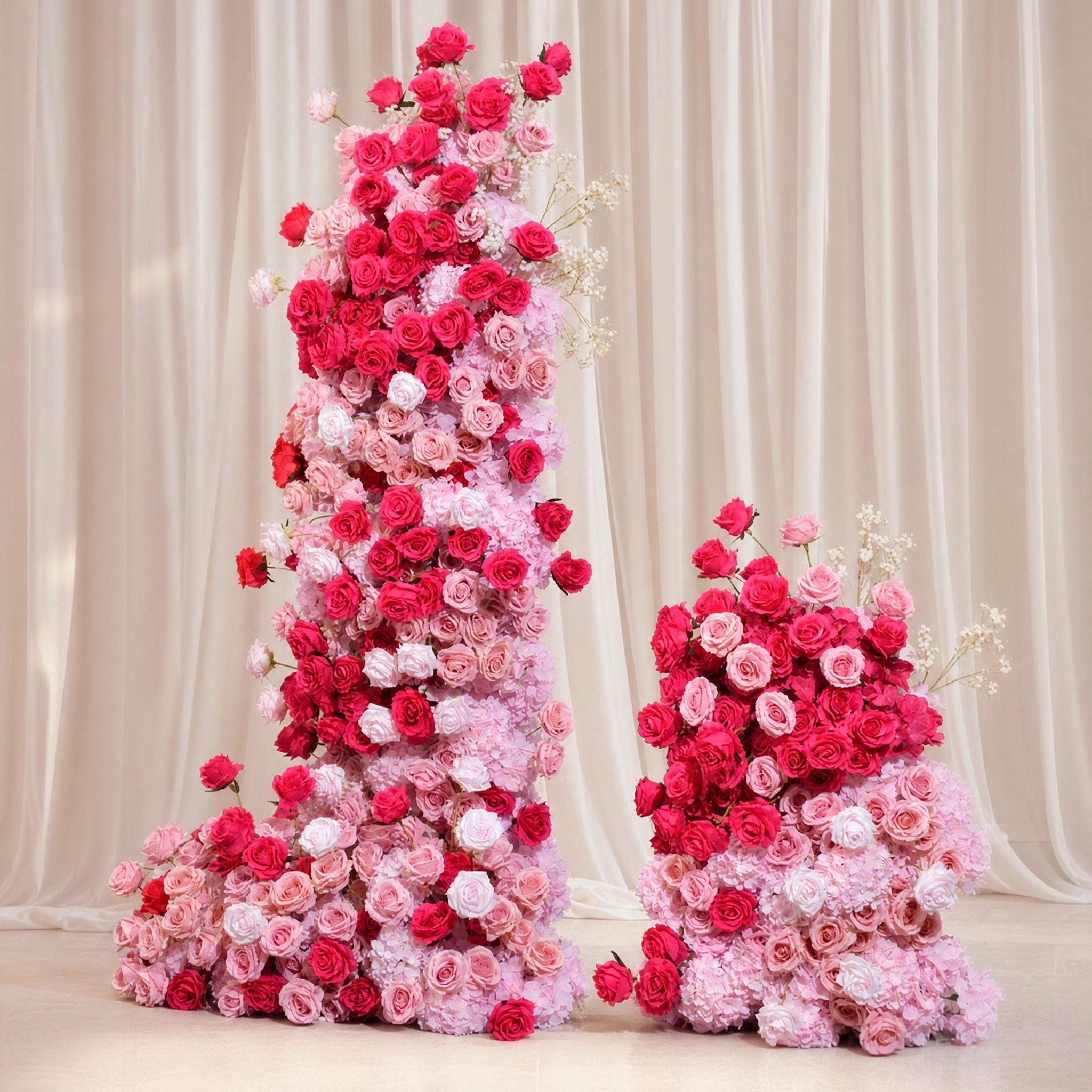 Roseytime Hot Pink Flower Pillars Arch with Frame #RTP037