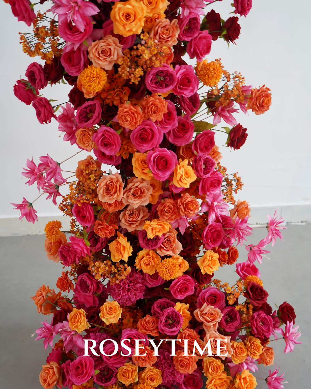 Roseytime Orange Flower Pillars Set with Frame #RTP038