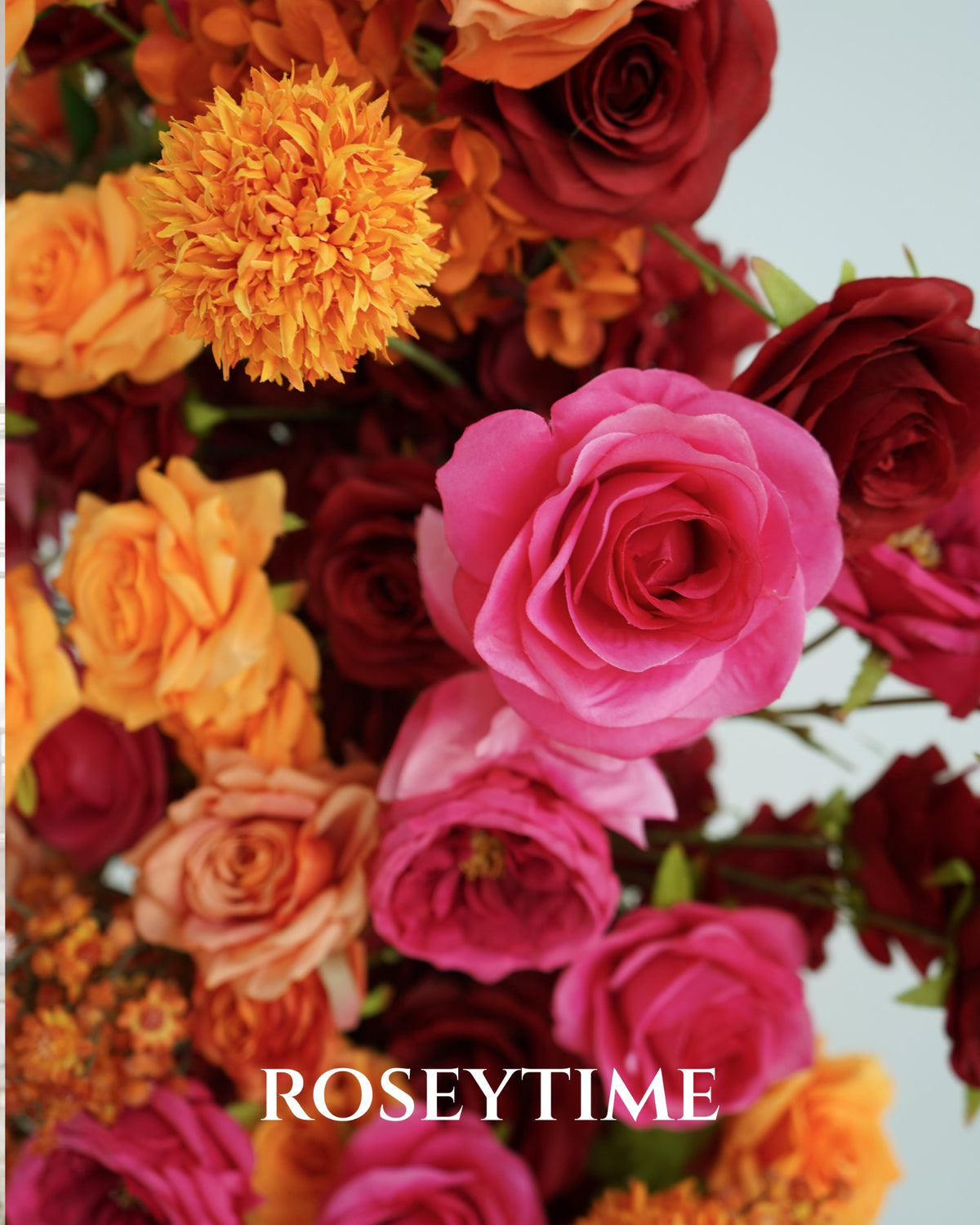 Roseytime Orange Flower Pillars Set with Frame #RTP038