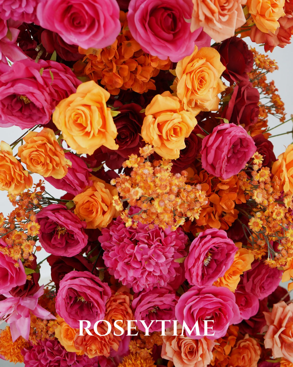 Roseytime Orange Flower Pillars Set with Frame #RTP038