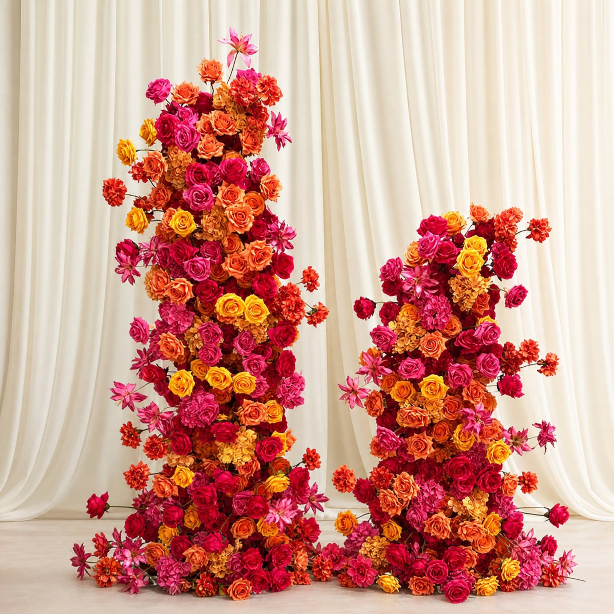 Roseytime Orange Flower Pillars Set with Frame #RTP038
