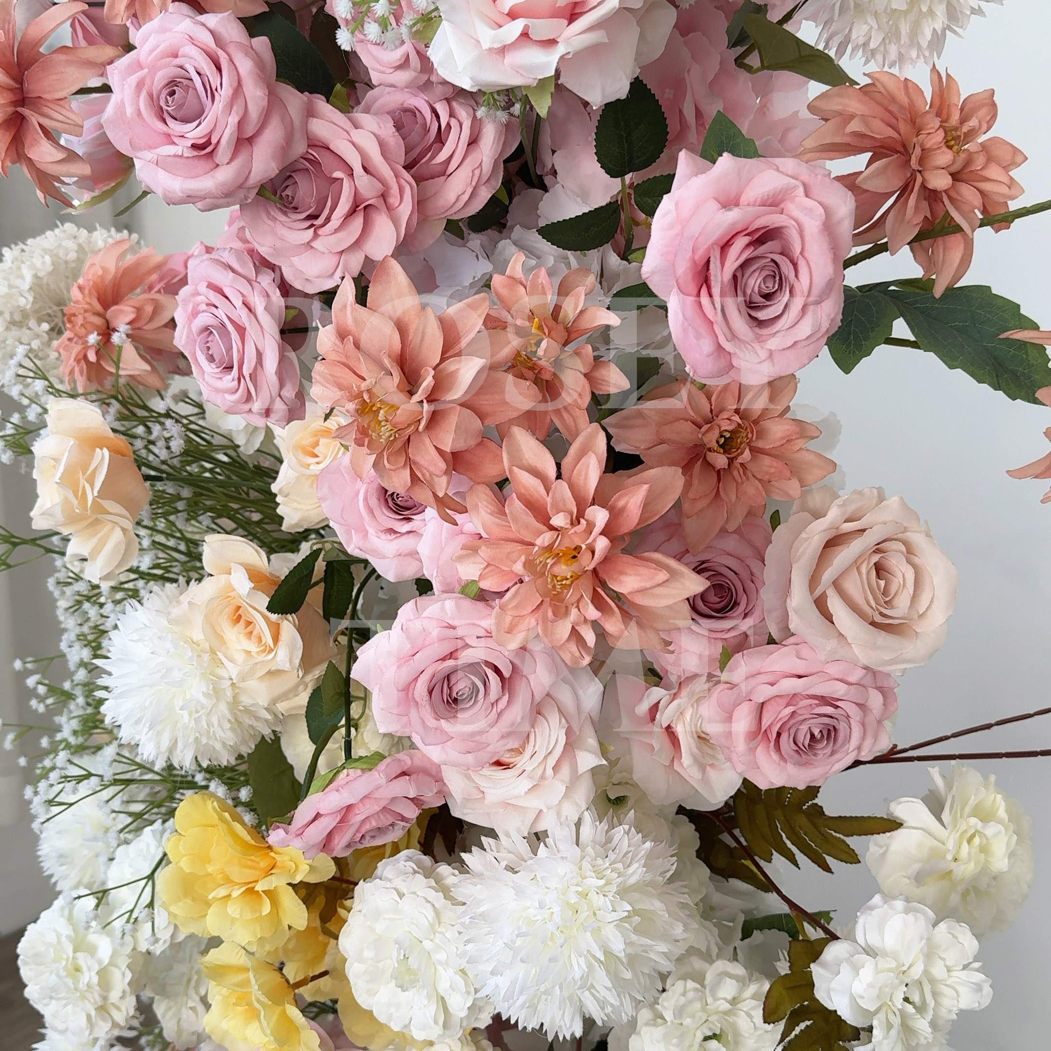Roseytime Pink Flower Pillars Arch with Frame #RTP041