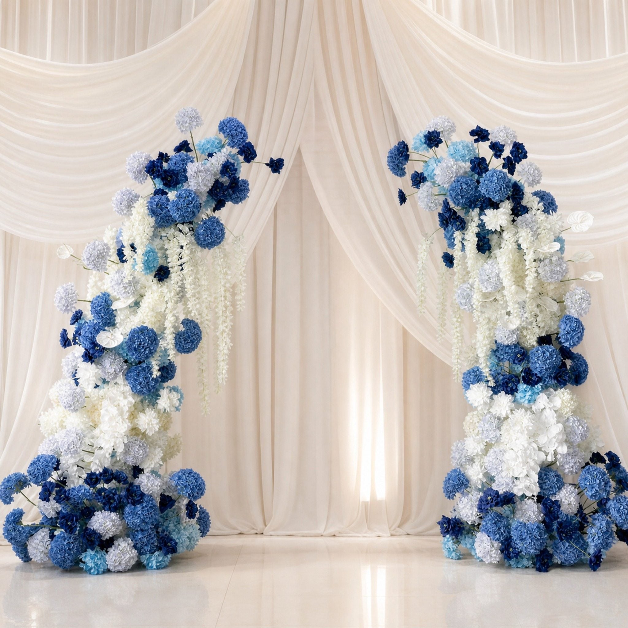 Roseytime Wedding Blue Pillars Arch with Frame #RTP066