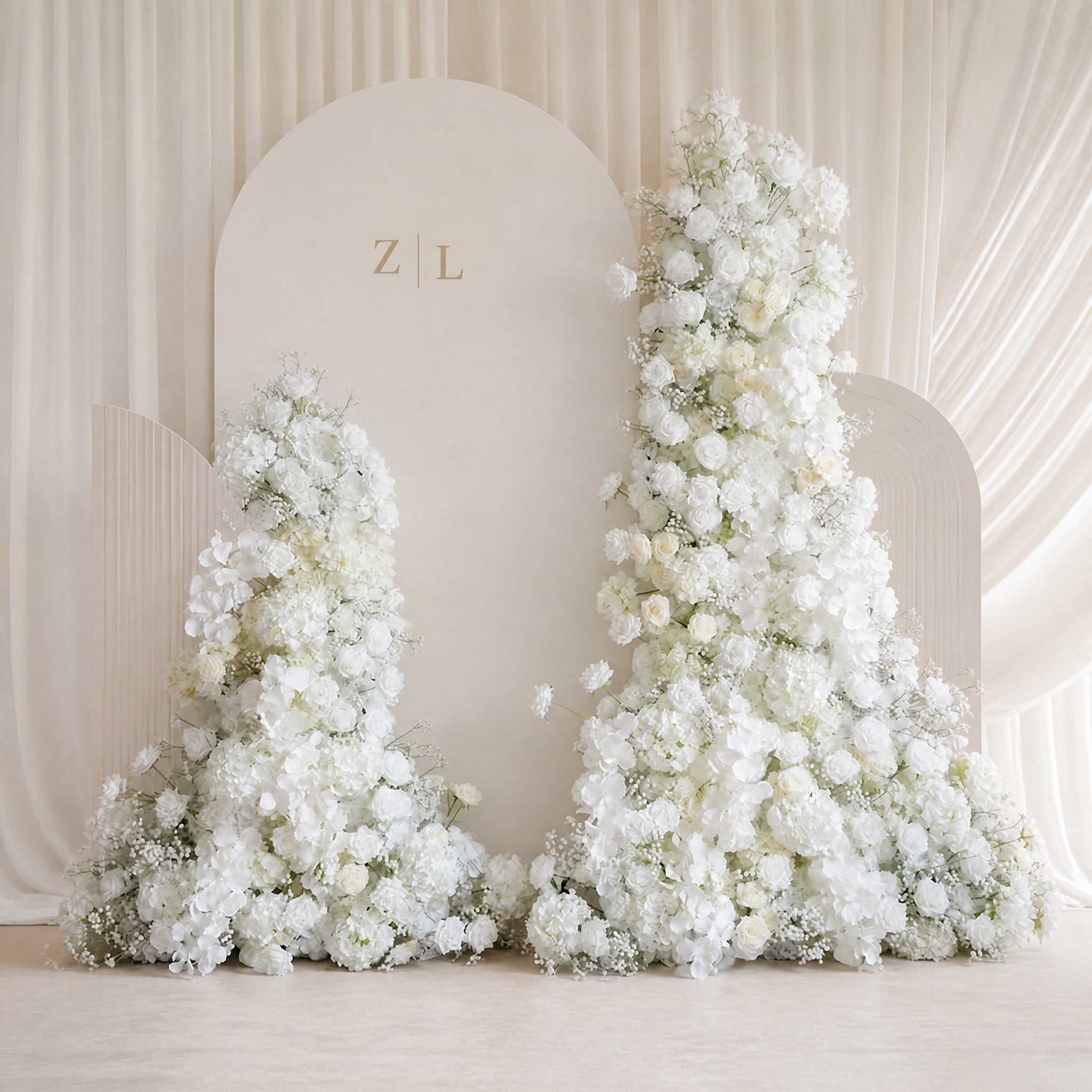 Roseytime White Flower Pillars Arch With Frame #RTP083