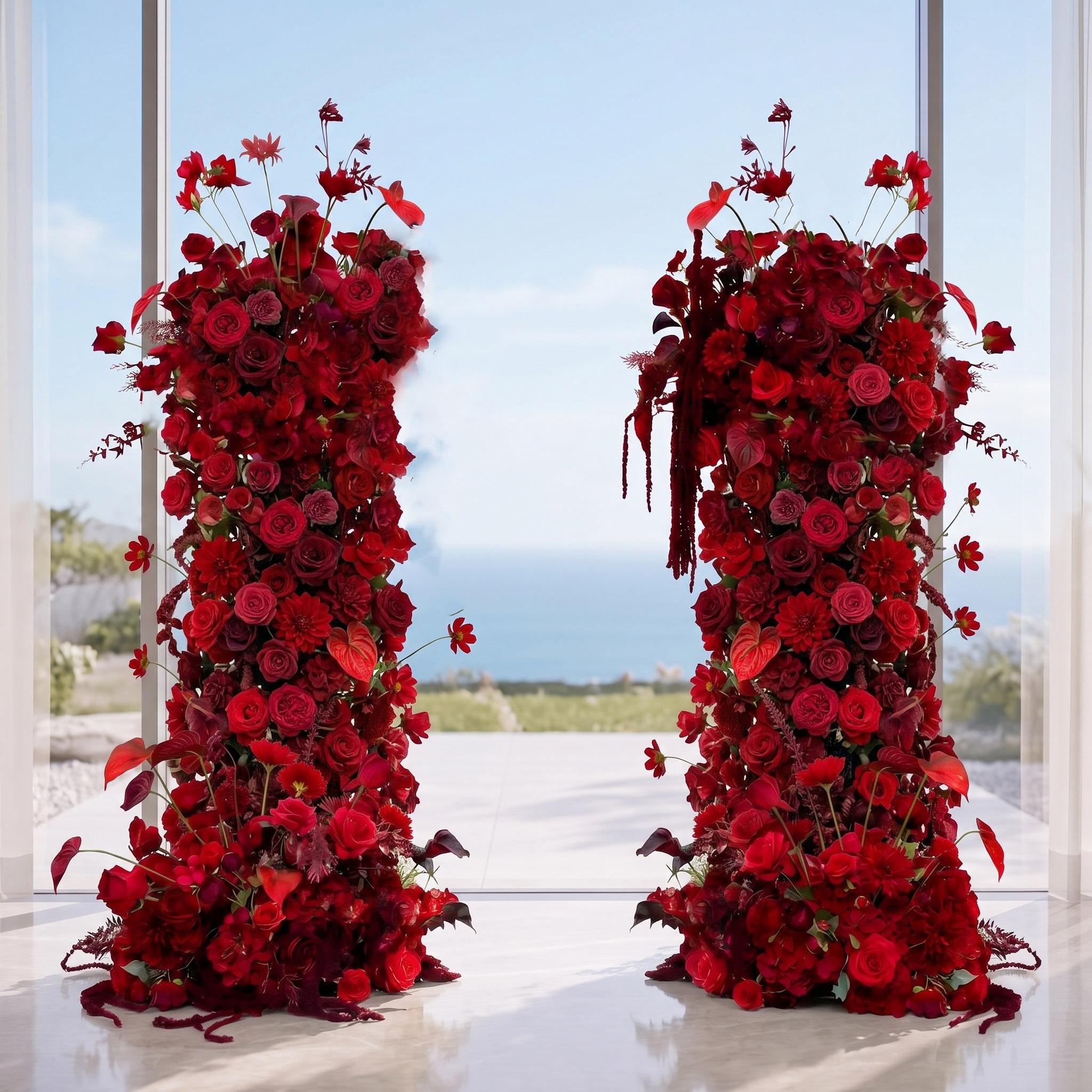 Roseytime Ruby Covenant Flower Pillars Arch with Frame #RTP141